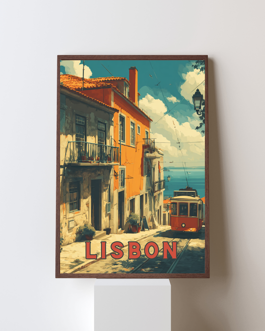 Lisbon Printable Wall Art - Vintage Style Travel Print - Digital Download