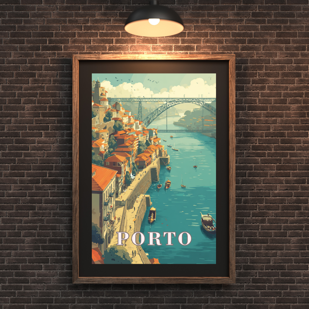 Dom Luis I Bridge and Porto Waterfront - Printable Wall Art - PDF A4/A3/A2