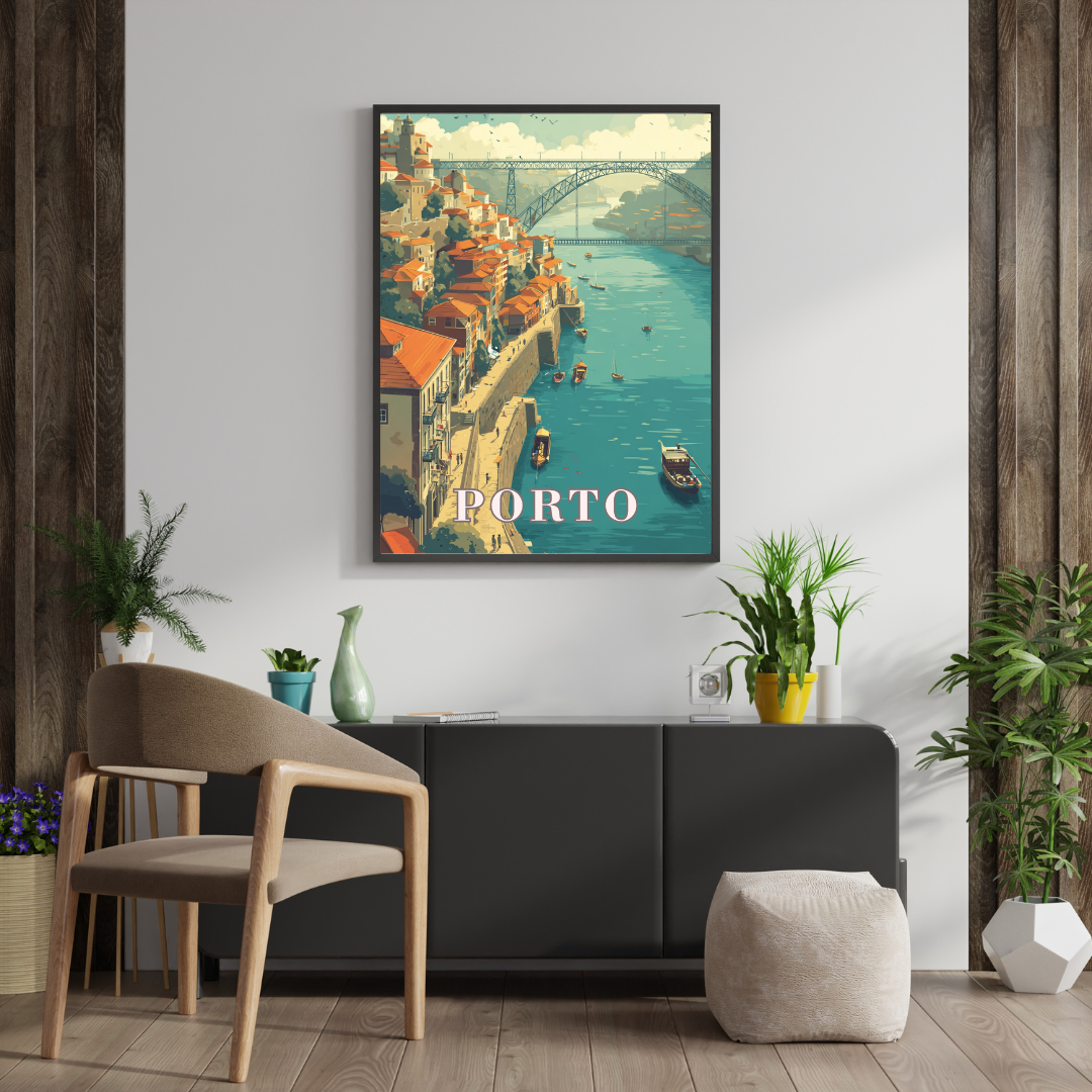 Dom Luis I Bridge and Porto Waterfront - Printable Wall Art - PDF A4/A3/A2
