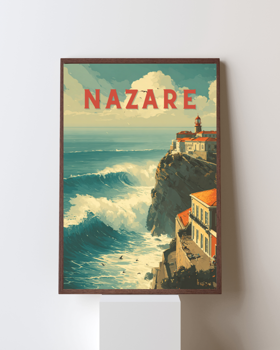 Nazare Portugal 'Big Wave' Printable Wall Art - Digital Download Poster - A4, A3, A2 PDF