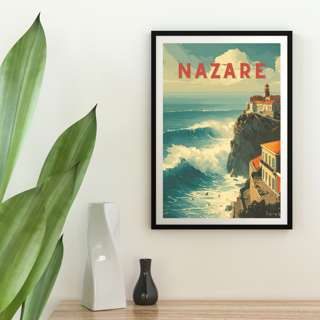 Nazare Portugal 'Big Wave' Printable Wall Art - Digital Download Poster - A4, A3, A2 PDF