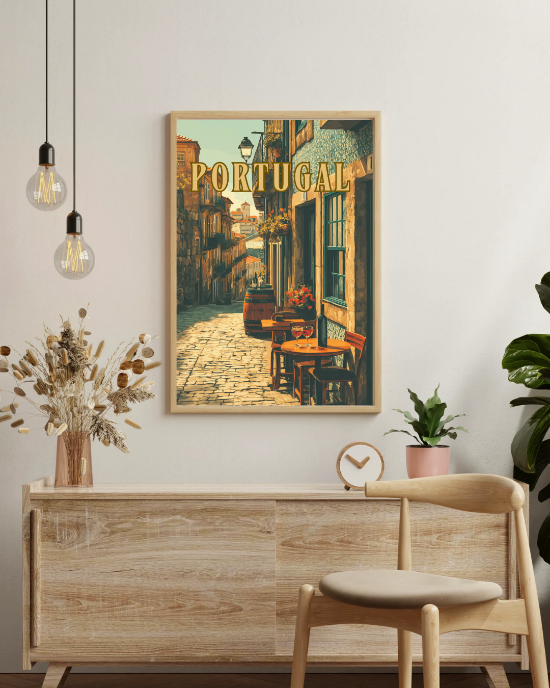 Cobbled Street Wine Bar - Portugal Printable Wall Art - Digital Download A4/A3/A2