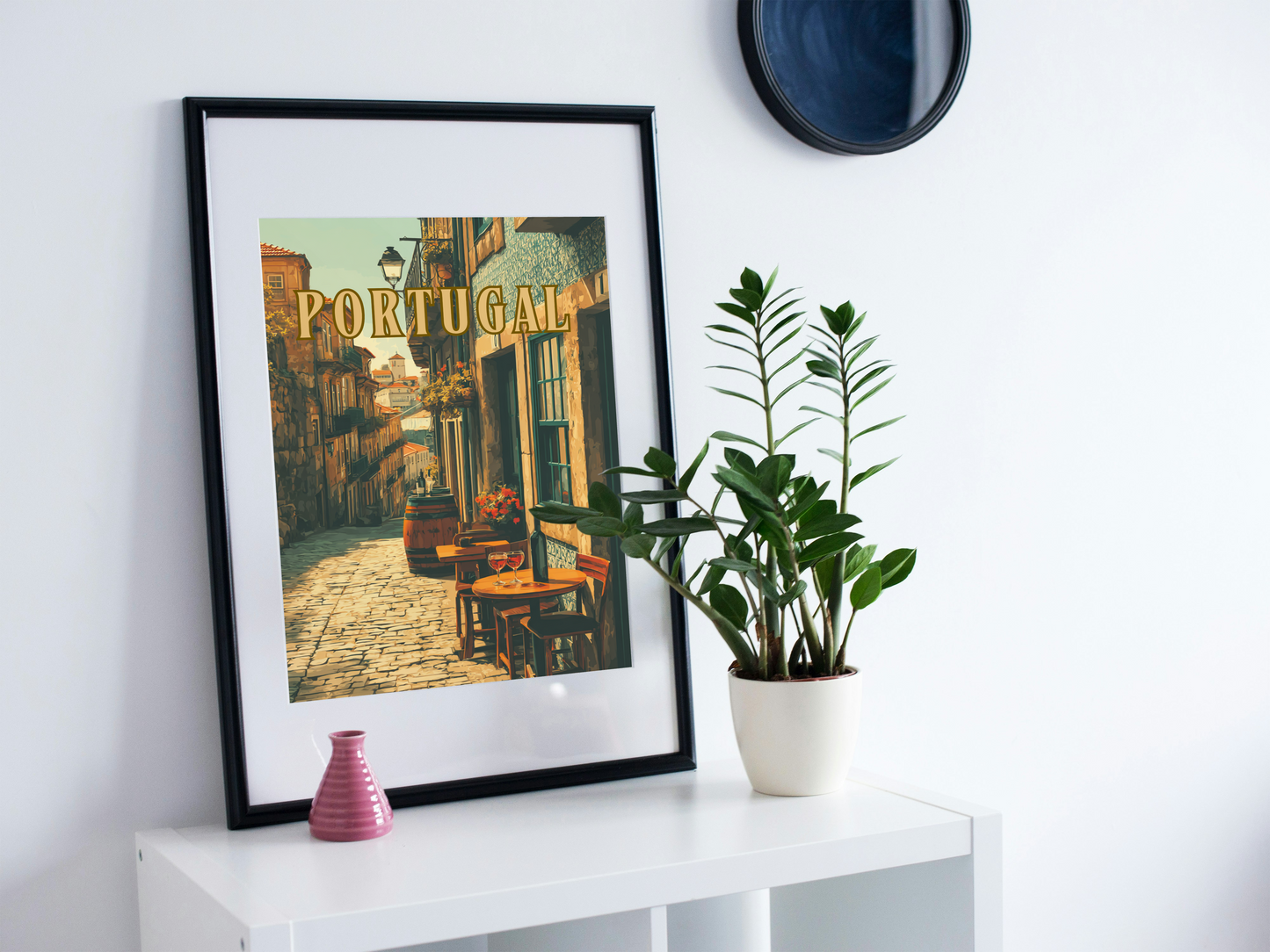 Cobbled Street Wine Bar - Portugal Printable Wall Art - Digital Download A4/A3/A2