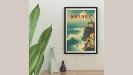Nazare Portugal 'Big Wave' Printable Wall Art - Digital Download Poster - A4, A3, A2 PDF